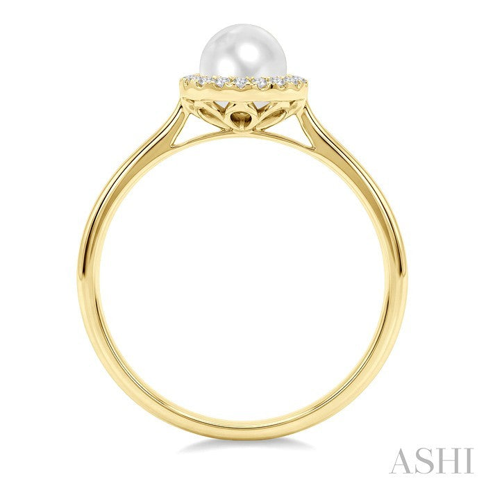 Pearl & Halo Diamond Ring