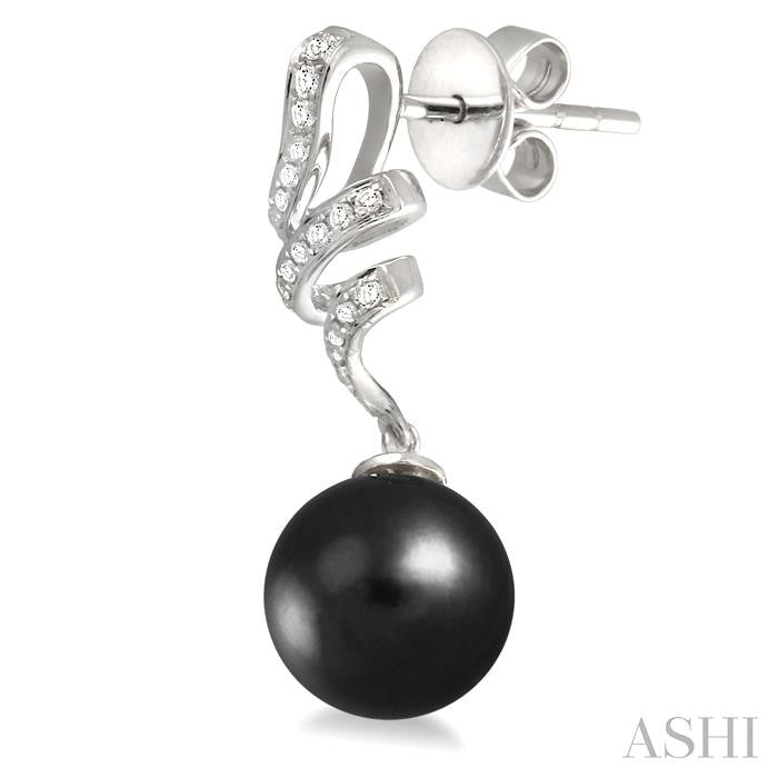 Black Pearl & Diamond Fashion Earrings