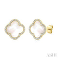 Clover Mother Of Pearl & Halo Diamond Earrings