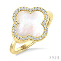 Clover Mother Of Pearl & Halo Diamond Ring