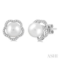 Flower Pearl & Diamond Earrings