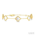 Bead Clover Mother Of Pearl Station Chain Bracelet