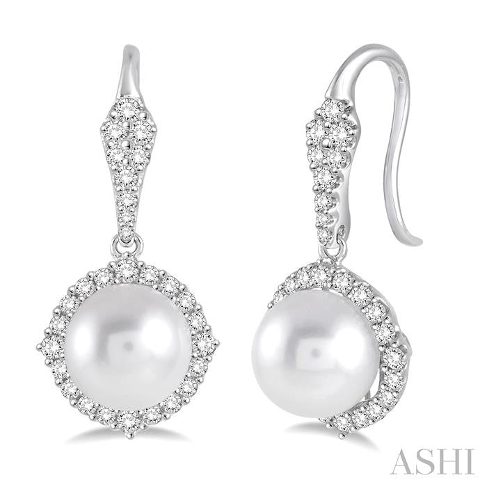 Pearl & Halo Diamond Earrings