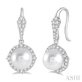 Pearl & Halo Diamond Earrings
