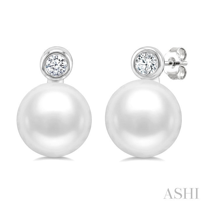 Pearl & Diamond Stud Earrings