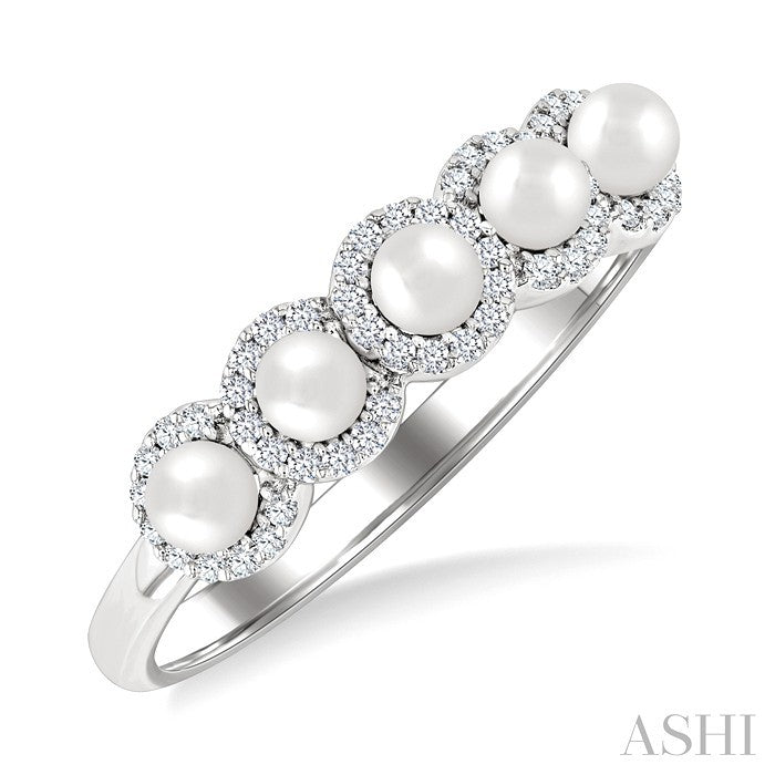 Pearl & Halo Diamond Ring