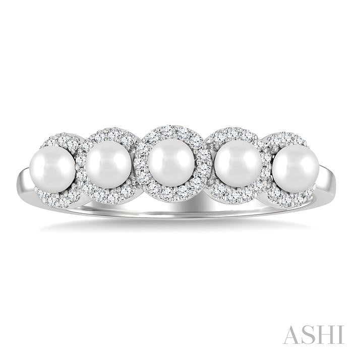 Pearl & Halo Diamond Ring