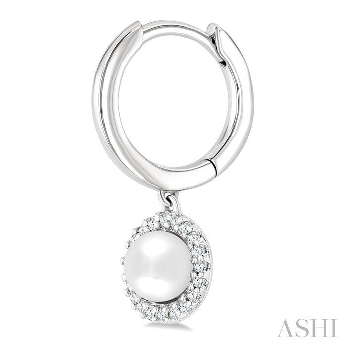 Pearl & Petite Halo Diamond Huggie Fashion Earrings