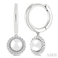 Pearl & Petite Halo Diamond Huggie Fashion Earrings