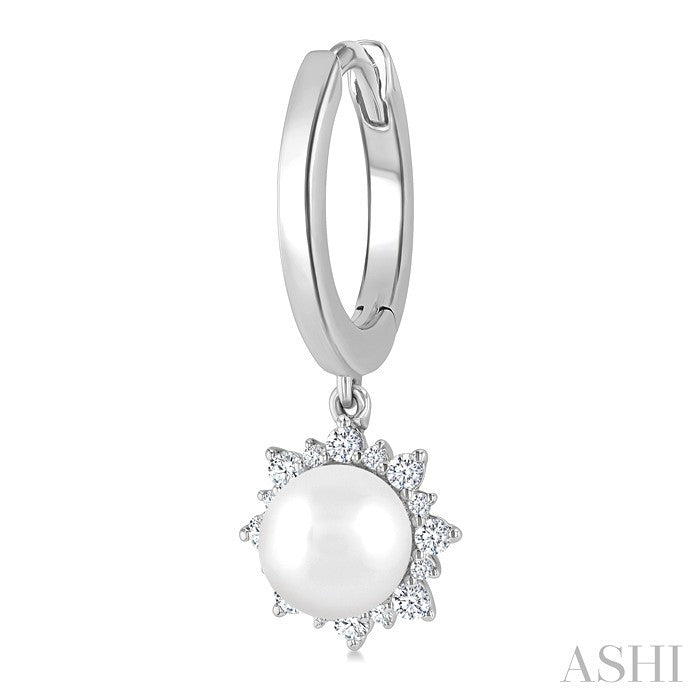 Pearl & Petite Diamond Fashion Huggie Earrings