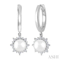 Pearl & Petite Diamond Fashion Huggie Earrings