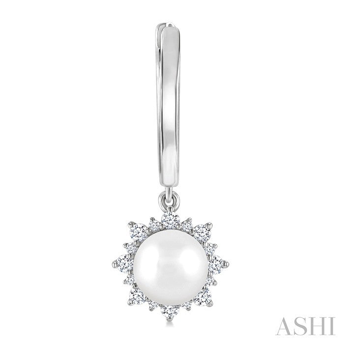 Pearl & Petite Diamond Fashion Huggie Earrings