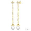 Pearl & Diamond Long Earrings