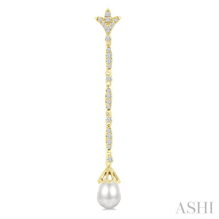 Pearl & Diamond Long Earrings