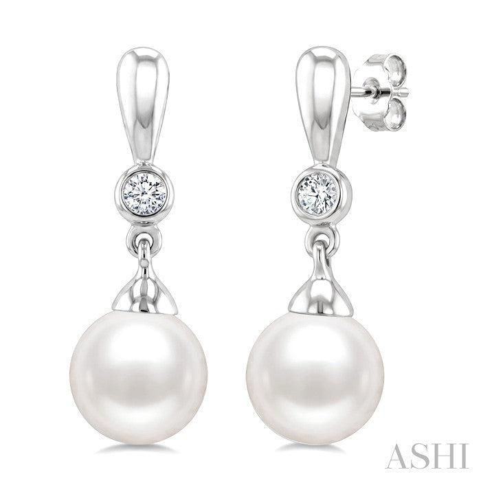 Pearl & Diamond Drop Earrings