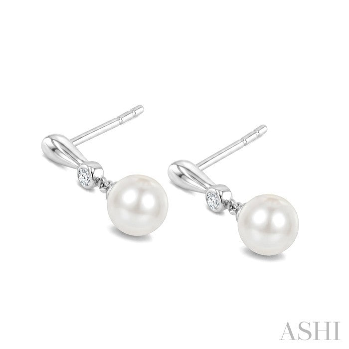 Pearl & Diamond Drop Earrings