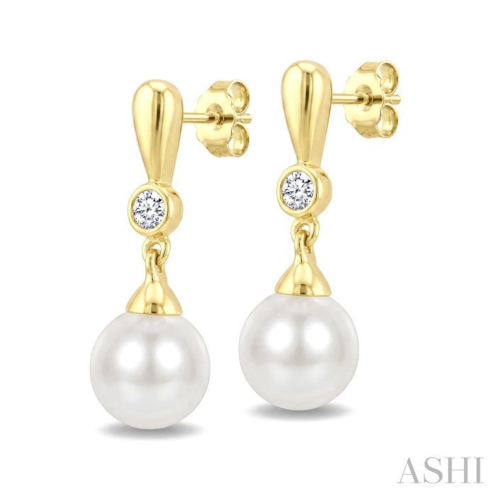 Pearl & Diamond Drop Earrings
