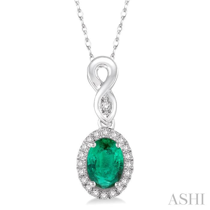 Oval Shape Gemstone & Halo Diamond Pendant