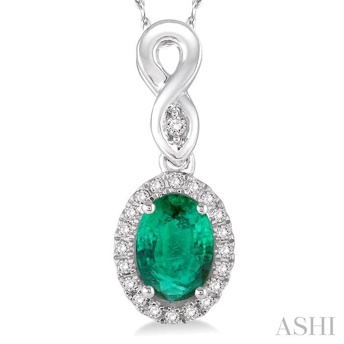 Oval Shape Gemstone & Halo Diamond Pendant