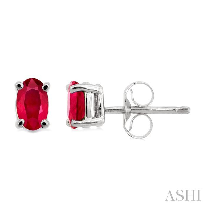 Oval Shape Gemstone Stud Earrings