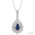 Pear Shape Gemstone & Diamond Pendant