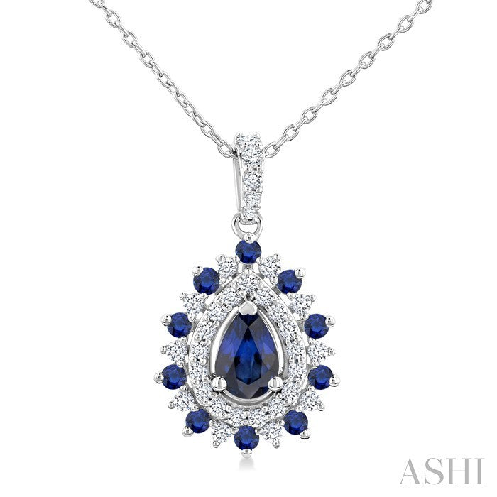 Pear Shape Gemstone & Halo Diamond Pendant