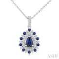 Pear Shape Gemstone & Halo Diamond Pendant