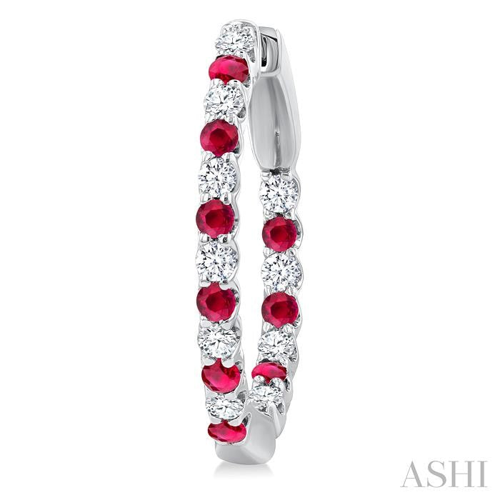 Inside-Out Alternate Gemstone & Diamond Hoop Earrings