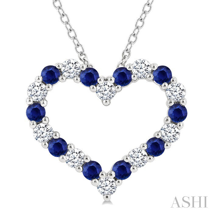 Heart Shape Alternate Gemstone & Diamond Fashion Pendant
