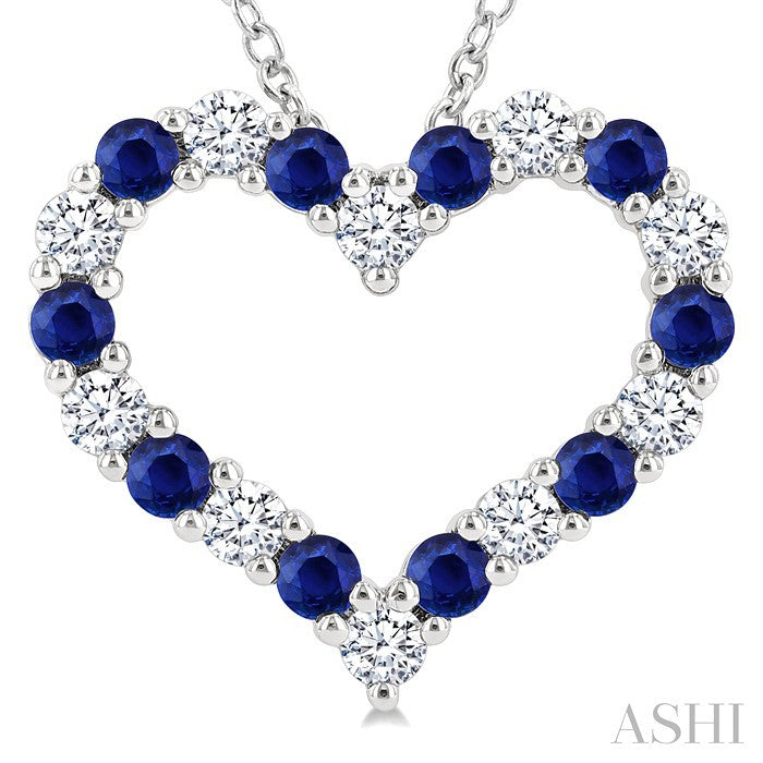 Heart Shape Alternate Gemstone & Diamond Fashion Pendant