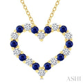 Heart Shape Alternate Gemstone & Diamond Fashion Pendant