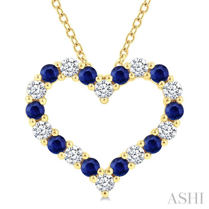 Heart Shape Alternate Gemstone & Diamond Fashion Pendant