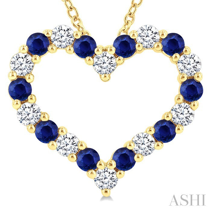 Heart Shape Alternate Gemstone & Diamond Fashion Pendant