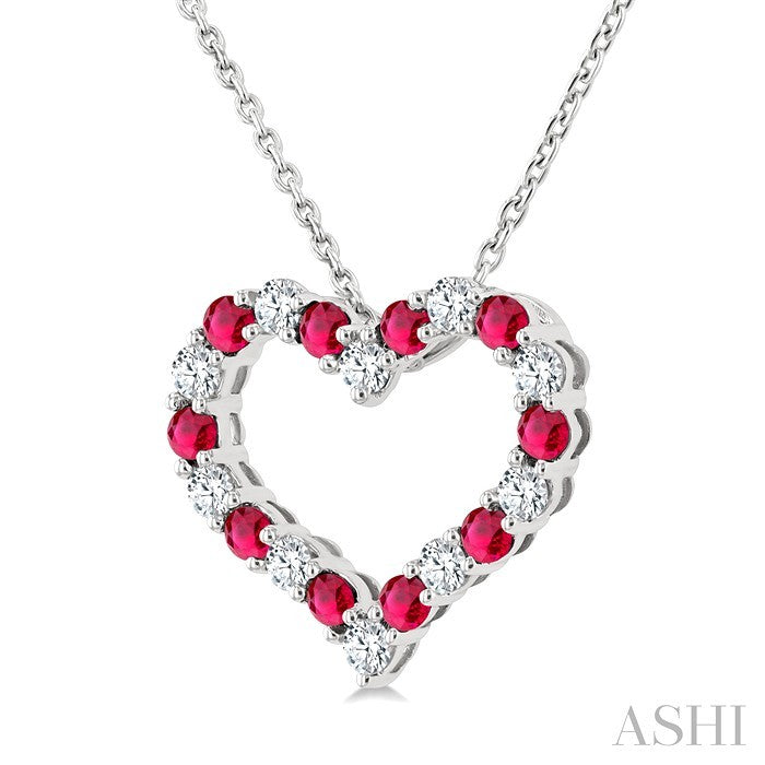 Heart Shape Alternate Gemstone & Diamond Fashion Pendant