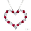 Heart Shape Alternate Gemstone & Diamond Fashion Pendant