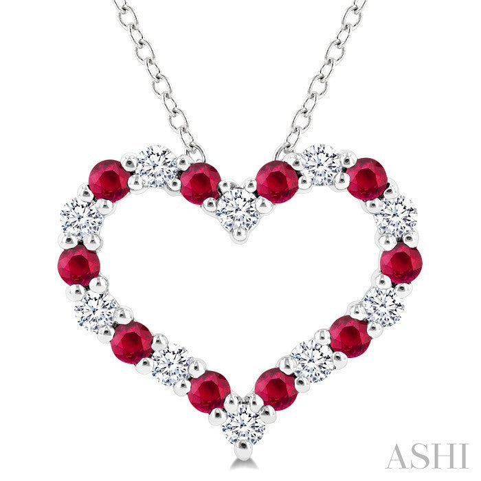 Heart Shape Alternate Gemstone & Diamond Fashion Pendant
