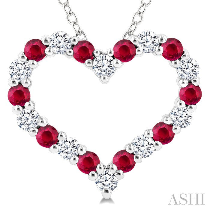 Heart Shape Alternate Gemstone & Diamond Fashion Pendant