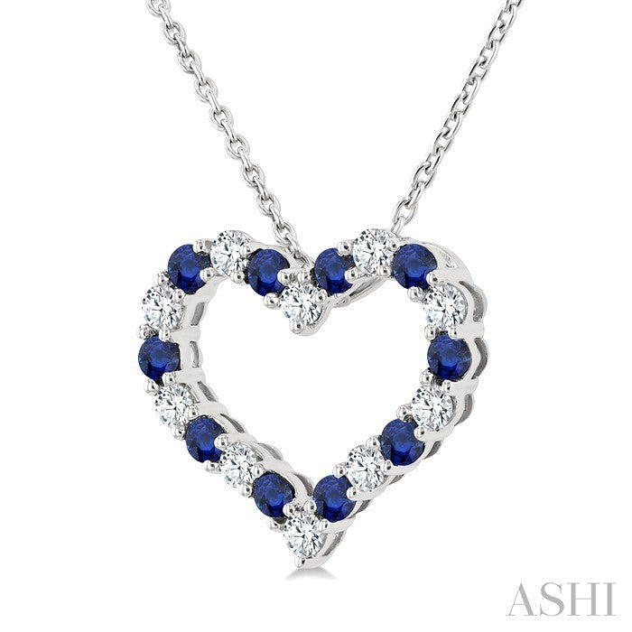 Heart Shape Alternate Gemstone & Diamond Fashion Pendant