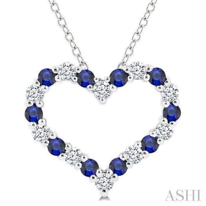 Heart Shape Alternate Gemstone & Diamond Fashion Pendant