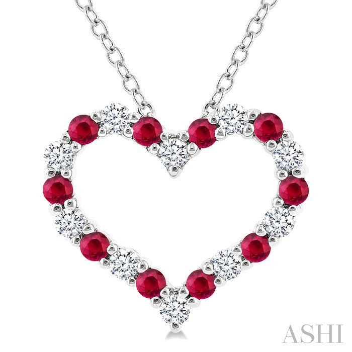 Heart Shape Alternate Gemstone & Diamond Fashion Pendant