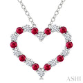 Heart Shape Alternate Gemstone & Diamond Fashion Pendant