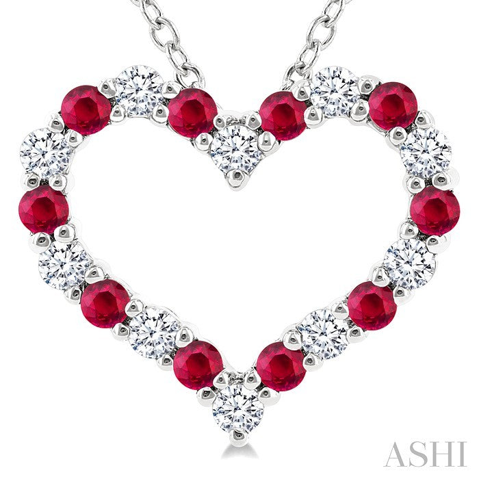 Heart Shape Alternate Gemstone & Diamond Fashion Pendant