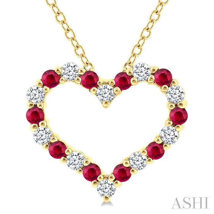 Heart Shape Alternate Gemstone & Diamond Fashion Pendant