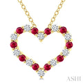 Heart Shape Alternate Gemstone & Diamond Fashion Pendant