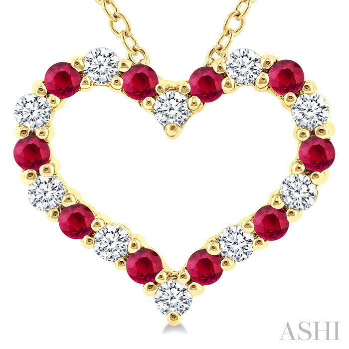 Heart Shape Alternate Gemstone & Diamond Fashion Pendant