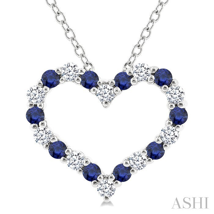 Heart Shape Alternate Gemstone & Diamond Fashion Pendant