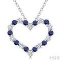 Heart Shape Alternate Gemstone & Diamond Fashion Pendant