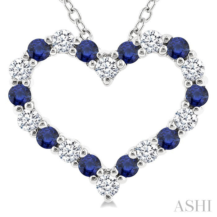 Heart Shape Alternate Gemstone & Diamond Fashion Pendant
