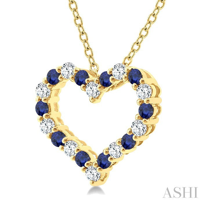 Heart Shape Alternate Gemstone & Diamond Fashion Pendant