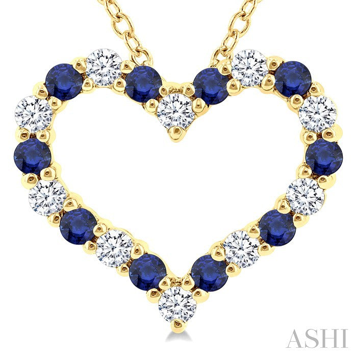 Heart Shape Alternate Gemstone & Diamond Fashion Pendant